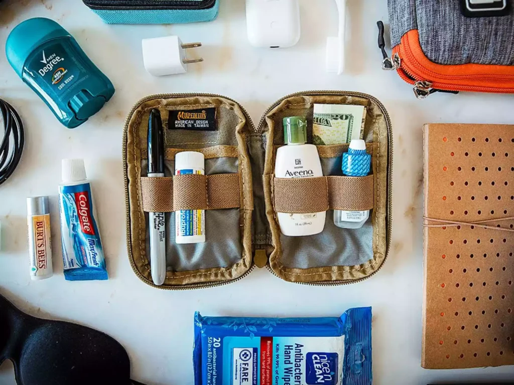 Managing Toiletries and personal items packing holiday
